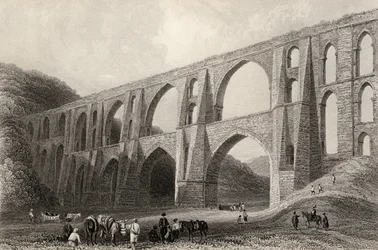 Aqueduct of the Emperor Valens, near Pyrgo, Turkey, engraved by R. Wallis