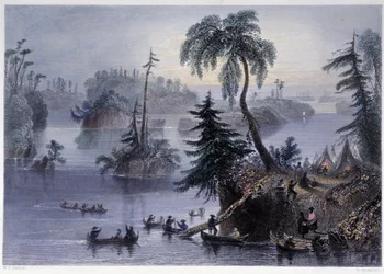 Scene among the Thousand Isles: Camp and Boats, Thousand Islands - in 
