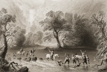 Taking a Stag near Derrycunnihy Cascade, County Kerry, Ireland, from 