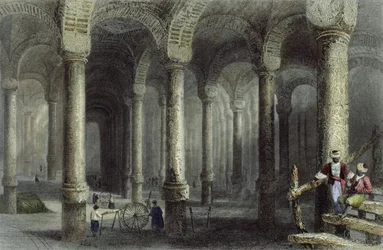The Cistern of Bin-Veber-Direg, or The Thousand and One, Istanbul, Engraved by J. Carter