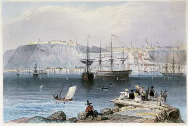 View of Quebec and its port (Canada) - in Canadian Scenery Illustrated by William Henri Barlett, ed. George Virtue