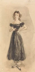 Study of a Young Girl, with Ringlets, in a Black Evening Dress