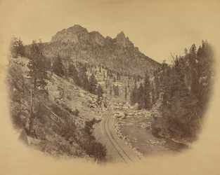 Mountain Pass with Railroad Tracks