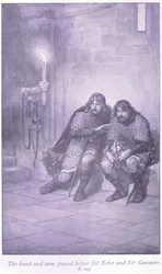 The hand and arm passed before Sir Ectar and Sir Gawaine