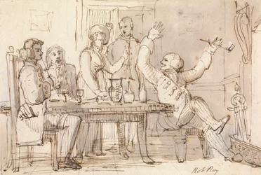 An Illustration to Rob Roy: Interior with a Party Drinking