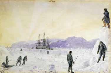 HMS Terror Caught in the Ice near Southampton Island, Nunavut, Canada (Watercolor by William Smyth, January 1837)