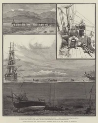 Divers Exploring the Wreck of HMS Doterel, Blown Up in the Straits of Magellan
