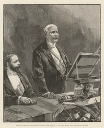 Meeting of the Royal Geographical Society, Monday, 5 May, in the Royal Albert Hall, Mr Stanley Speaking