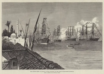 The British Fleet at Larnaca, Cyprus, saluting on the Duke of Edinburgh