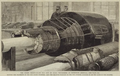 The Burst Thirty-Eight Ton Gun of HMS Thunderer at Woolwich Arsenal