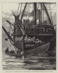 The Collision off Folkestone between Two German Ironclads, the Konig Wilhelm, Showing the Damage to her Bows
