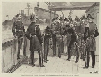 The French Squadron at Spithead, Admiral Lord Clanwilliam and Admiral Gervais meeting on Board the Fire Queen