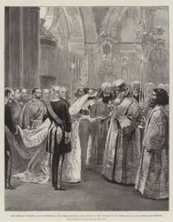 The Imperial Wedding at St Petersburg, the Bride receiving Holy Water in the Church of St Peter and St Paul before the Wedding