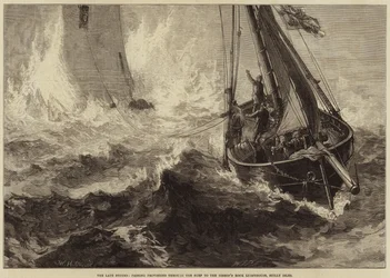 The Late Storms, passing Provisions through the Surf to the Bishop