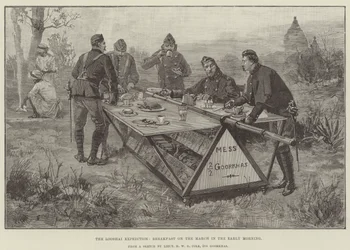 The Looshai Expedition, Breakfast on the March in the Early Morning