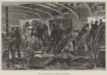 The Naval Manoeuvres, coaling an Ironclad
