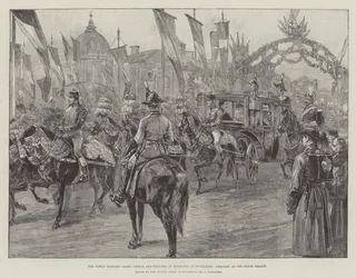 The Newly Married Crown Prince and Princess of Romania at Bucharest, Arriving at the Royal Palace