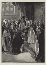 The Queen conferring the Order of the Garter