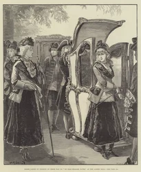 Three Ladies of Fashion on their Way to Ye Olde English Fayre, at the Albert Hall