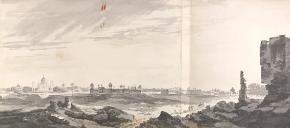 A View of the Ruins at Agra and the Taj Mahal