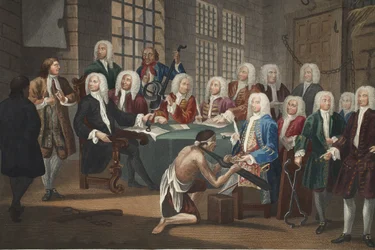 Bambridge on trial for murder by a committee of the House of Commons, illustration from 