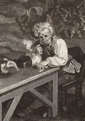 Four Prints of an Election. Plate 2: Canvassing for Votes (Detail). 1757