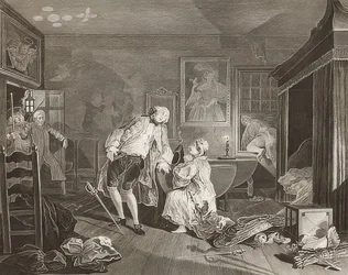 Marriage à la Mode. Plate 5: The Bagnio. 1745