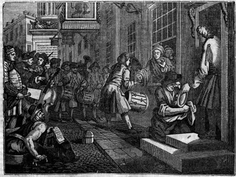 Plate from a Series of 12 Engravings by William Hogarth Titled 