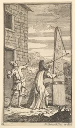 Sidrophel Examining the Kite Through His Telescope, Seventeen Small Illustrations for S..., 1721-26
