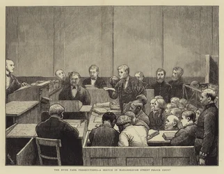 The Hyde Park Prosecutions, a Sketch in Marlborough Street Police Court