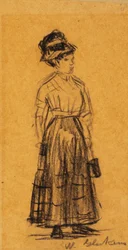 Woman in Black Hat and Black Skirt