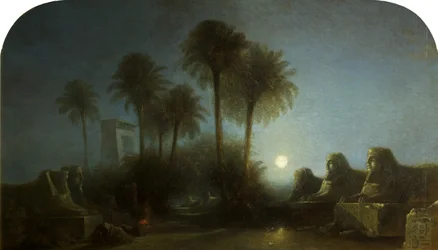 Avenue of Sphinxes, Moonlight, Thebes