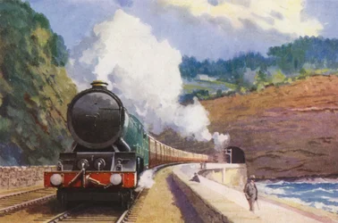 The GWR Cornish Riviera Express, Hauled by a "King" Class Locomotive, on Its Run Between London and Penzance
