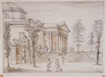 Chiswick, view of the villa from the Palladio statue side