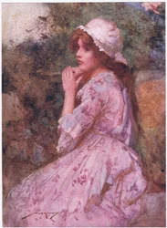 Her modest looks the cottage might adorn, sweet as the primrose peeps beneath the thorn