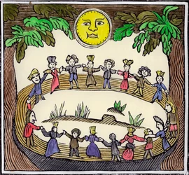 A Circle of Witches Dancing Beneath a Full Moon