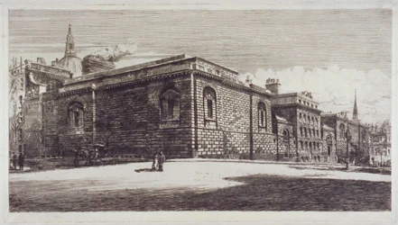 View of Newgate Prison, Old Bailey, from Newgate Street, City of London