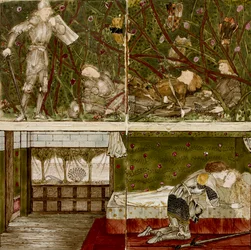 Sixteen Tiles Form Eight Illustrations of the 