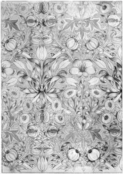 Lily and pomegranate pattern wallpaper