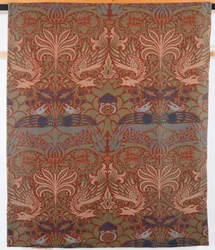 Peacock and Dragon, hand-loomed twill curtain, Morris & Co., 1878