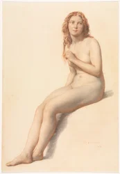 Female Nude, Seated, Three-Quarter View from Front, 1859
