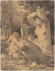 Nude with Cherub Holding a Mirror