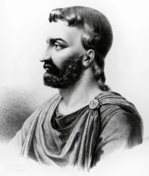 Portrait of Aulus Cornelius Celsus (25 BC-50 AD), Latin writer, Roman encyclopedist and physician, engraving from the 19th century