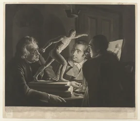 Three Men Viewing a Model of the Borghese Gladiator