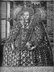 Queen Elizabeth Standing in a Room with a Lattice Window
