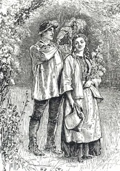 Engraving depicting the crowning of the May Queen