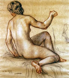 Study of a female nude seated from behind