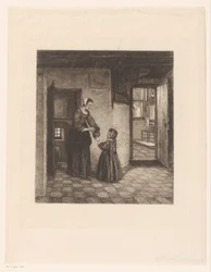 Woman with a Child in a Basement Room