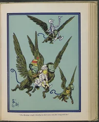 The Monkeys caught Dorothy in their arms and flew away with her, illustration from "The Wonderful Wizard of Oz"