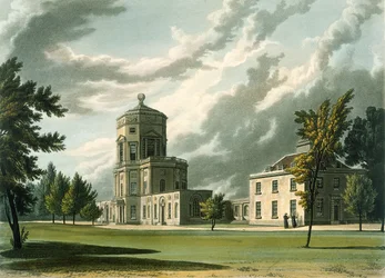 Exterior of The Astronomical Observatory, Illustration from the History of Oxford, Engraved by Joseph Constantine Stadler, Published by R. Ackermann